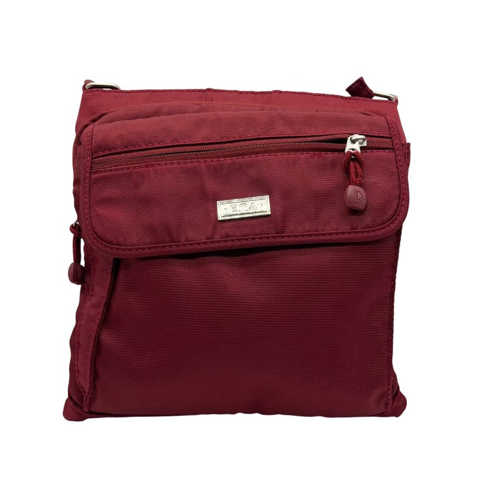 E.T.A Red Nylon Multi Pocket Crossbody Bag